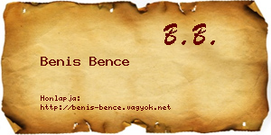 Benis Bence névjegykártya